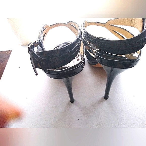 JIMMY CHOO 39 ALL LEATHER PATENT LEATHER PLATFORM SANDAL CAGED STILETTO HEELS - Picture 6 of 11